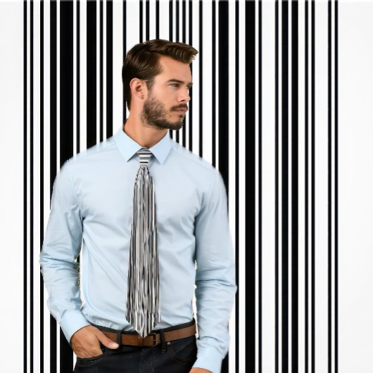 バーコーストライプのド縦タイ(白黒) ネクタイ