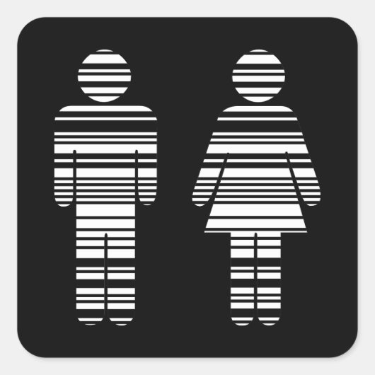 バーコードの男と女 スクエアシール (正面)