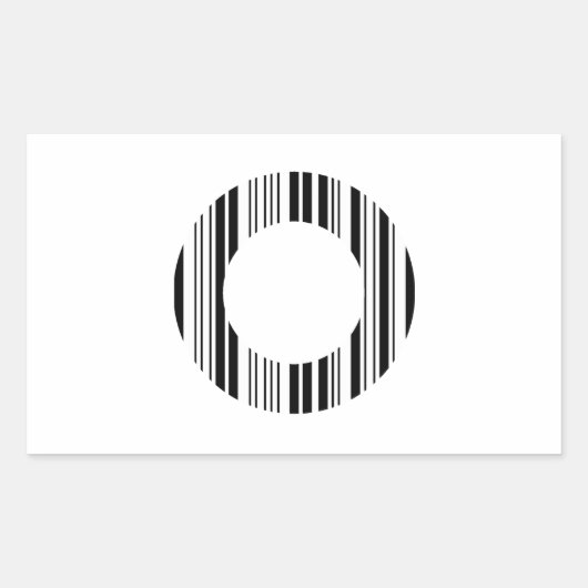バーコードイニシャル「O」 長方形シール (正面)