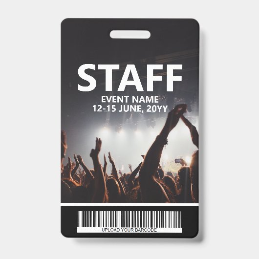 バーコードイベントアクセスパスカスタム付きスタッフバッジ バッジ (表面)