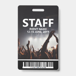 バーコードイベントアクセスパスカスタム付きスタッフバッジ バッジ
