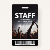 バーコードイベントアクセスパスカスタム付きスタッフバッジ バッジ (裏面)