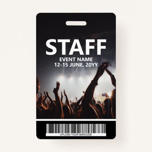 バーコードイベントアクセスパスカスタム付きスタッフバッジ バッジ (裏面)