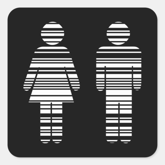 バーコードガールと男の子 スクエアシール (正面)