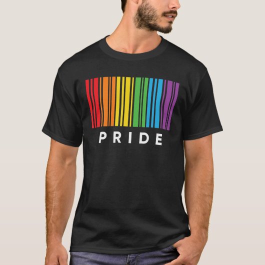 バーコードバイセクシャルプライドLGBT Tレズビアンゲイフラグ Tシャツ (正面)
