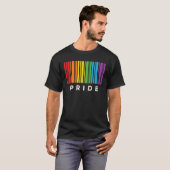 バーコードバイセクシャルプライドLGBT Tレズビアンゲイフラグ Tシャツ (正面フル)