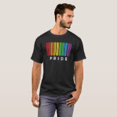 バーコードバイセクシャルプライドLGBT Tレズビアンゲイフラグ Tシャツ (正面フル)