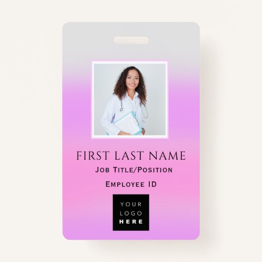 バーコードフォトグラデーションIDヘルスドク気にターナース バッジ (正面)