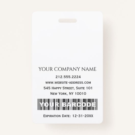 バーコードフォトセラピストナースドクターヘルスIDCard バッジ (裏面)