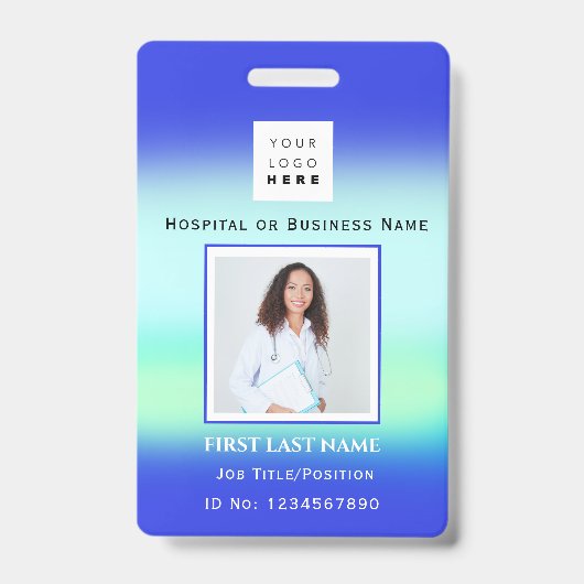 バーコードフォトナースドクターヘルスブルー病院 バッジ (表面)