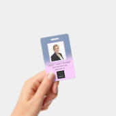 バーコードフォト名IDカードナース気に紫ピンク バッジ (手持ち)