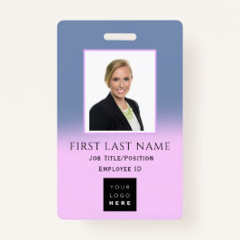 バーコードフォト名IDカードナース気に紫ピンク バッジ