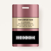 バーコードフォト名IDカード垂直バラ金ゴールドSepi バッジ (裏面)