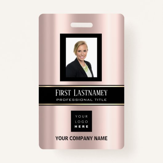 バーコードフォト名IDカード垂直バラ金ゴールドVIP バッジ (正面)