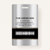 バーコードフォト名IDカード垂直メタルグレー バッジ (裏面)
