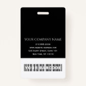 バーコードフォト名IDカード垂直白黒 バッジ (裏面)