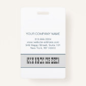 バーコードフォト名IDカード縦白ロゴ バッジ (裏面)