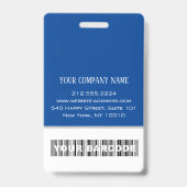 バーコードフォト名IDカード縦青白 バッジ (裏面)