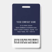 バーコードフォト名IDカードVertical Blue Navy バッジ (裏面)