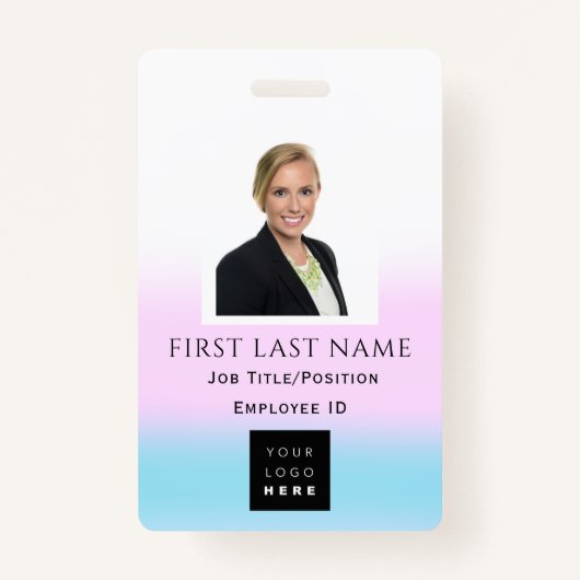 バーコードフォト名IDCardナースヘルスドクターピンク バッジ (正面)