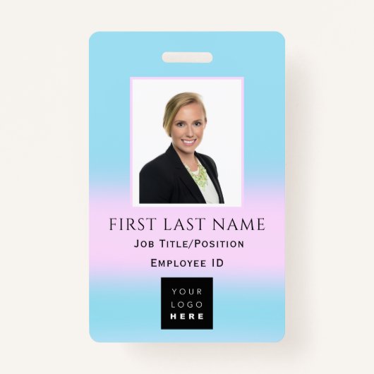 バーコードフォト名IDCardナースヘルスドクターブルー バッジ (正面)