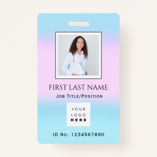 バーコードフォト外科用ナースドクターヘルスピンク バッジ (正面)