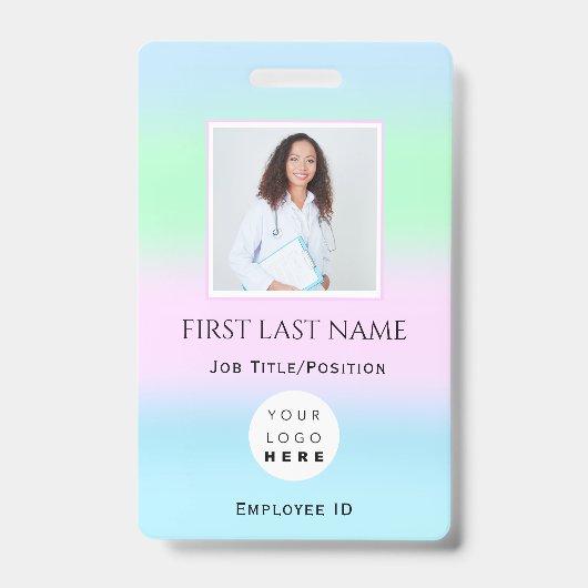 バーコードフォトIDCard健康ナース医師 バッジ (正面)