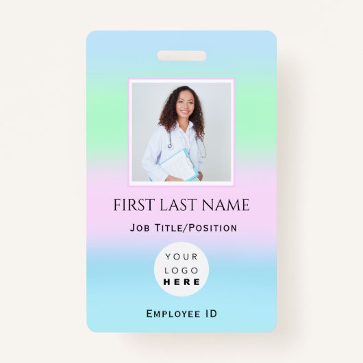 バーコードフォトIDCard健康ナース医師 バッジ (正面)