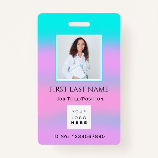 バーコードフォトIDNumberセラピーナースドクターヘルス バッジ (正面)