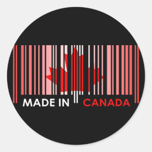 バーコードフラグカラーCANADAダークデザイン ラウンドシール