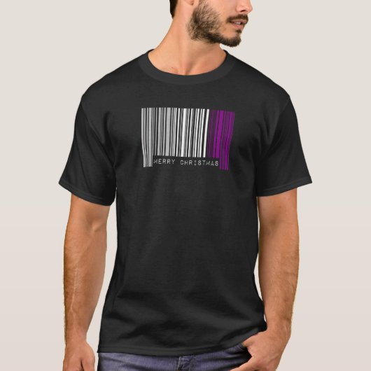バーコードメリークリスマス無性プライドフラグLgbtq Q Tシャツ (正面)