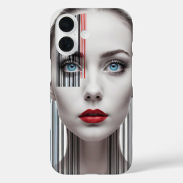 バーコードモダンガールカバー iPhone 16ケース