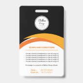 バーコード付きのカスタムモダン ブラック 従業員 ID カード バッジ (裏面)