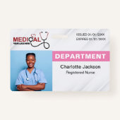 バーコード付きヘルスケア写真IDバッジ バッジ (正面)