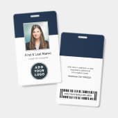バーコード付きモダンビジネス ロゴ 社員 写真 バッジ (正面&裏面)