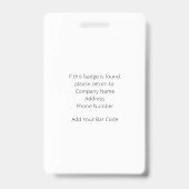 バーコード付きライトグレー従業員IDバッジ バッジ (裏面)