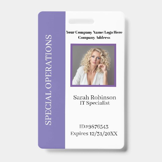 バーコード付き会社の写真IDバッジ バッジ (表面)