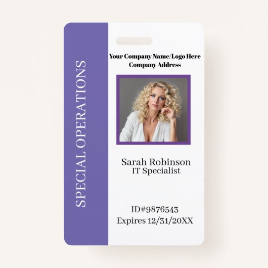 バーコード付き会社の写真IDバッジ バッジ (正面)