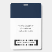 バーコード付き社員写真IDと企業ロゴ バッジ (裏面)