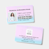 バーコード フォト 看護師 医師 医療 ホリゾンタル バッジ (Front & Back)