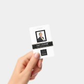 バーコード 写真 名前 ID カード 縦型 モダン バッジ (手持ち)