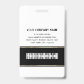 バーコード 写真 名前 ID カード 縦型 モダン バッジ (裏面)