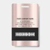 バーコード 写真 名前 ID カード 縦 ローズゴールド VIP バッジ (裏面)