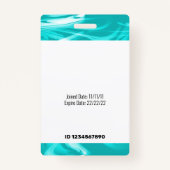 バーコードID写真テンプレートティール(緑がかった色)グリーンマーブルナース バッジ (裏面)