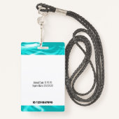 バーコードID写真テンプレートティール(緑がかった色)グリーンマーブルナース バッジ (裏面ランヤード)