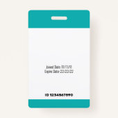 バーコードID写真テンプレートティール（緑がかった色）緑の医療スタッフ バッジ (裏面)