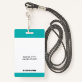 バーコードID写真テンプレートティール（緑がかった色）緑の医療スタッフ バッジ (裏面ランヤード)