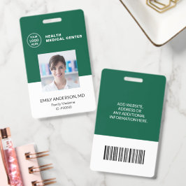 バーコードID 病院 クリニック 医師 社員 緑 バッジ