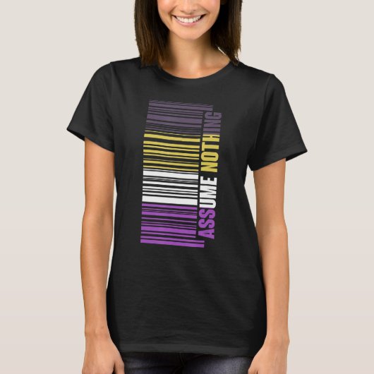 バーコードLGBTQ同性愛者Genderfluid Non Bina Tシャツ (正面)