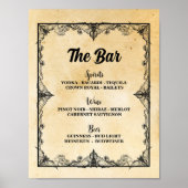 バーゴシック様式のハロウィーンのサインこうもり結婚披露宴 ポスター (正面)